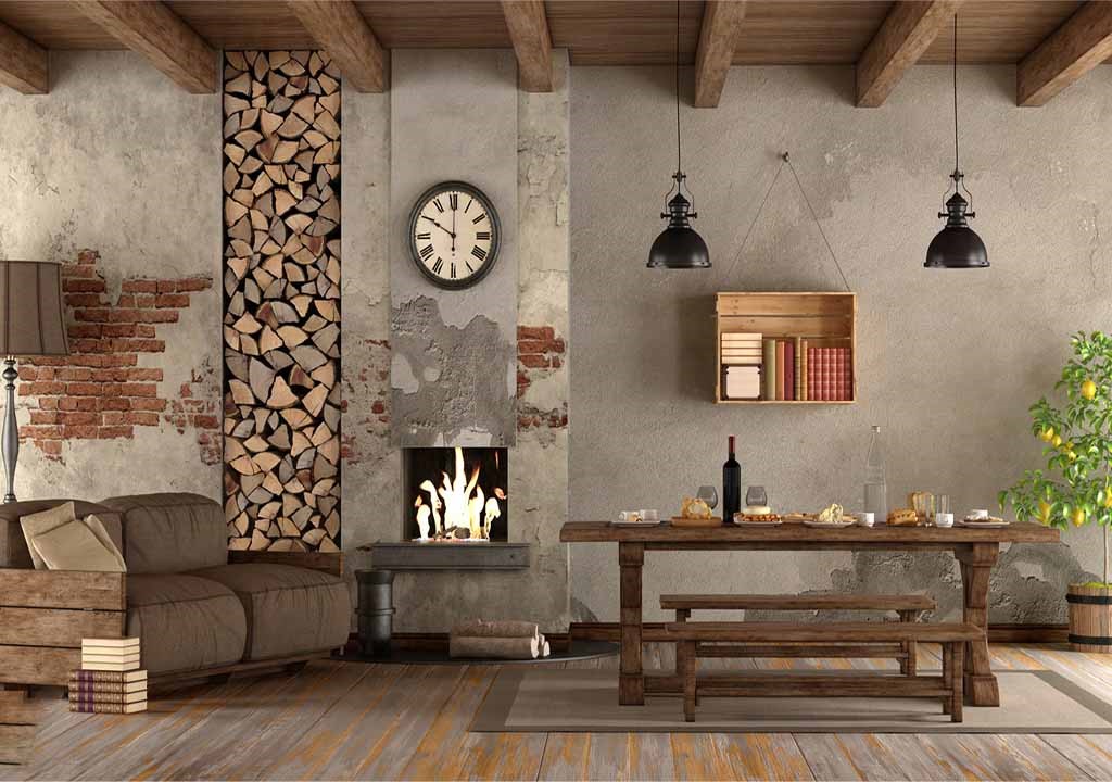 What is the style of rustic interior decoration?