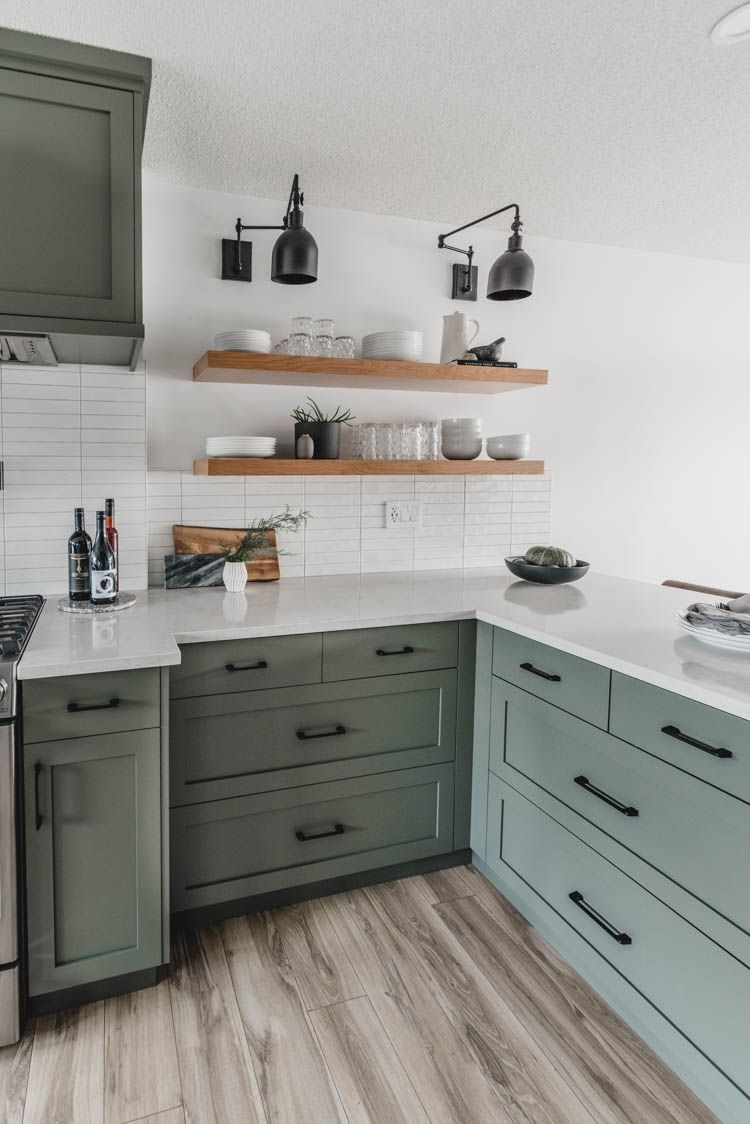  Modern Olive Green Kitchen Before + After!